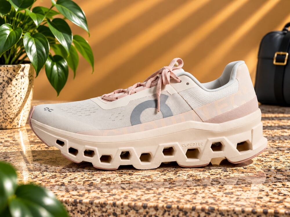 NWT On Women's Cloudmonster Sneakers, Moon | Fawn, 8.5 Medium US